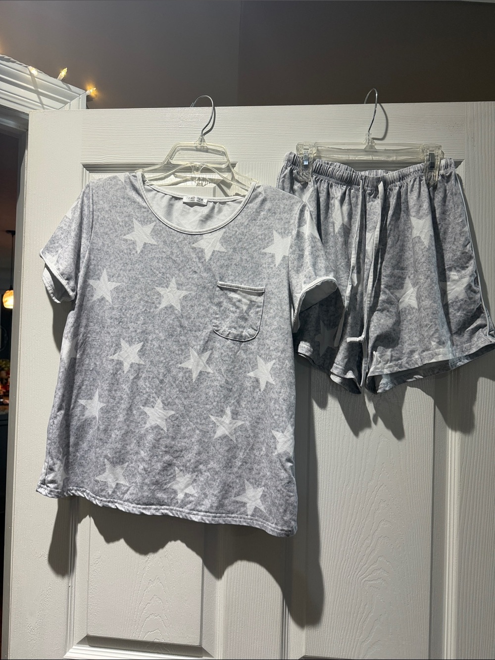 Women's Gray Star-Print Short Pajama Set